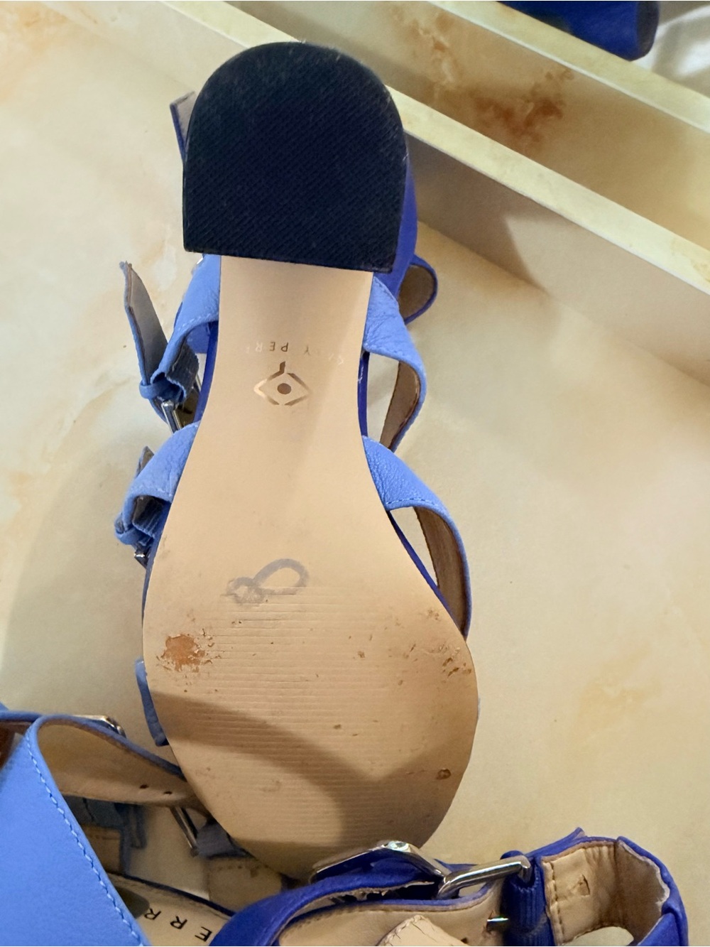 Katy Perry Collections Two-Tone Blue Buckle Block Heels - Picture 5 of 5